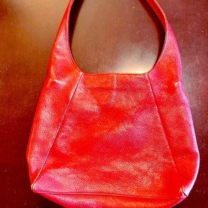 Crimson Faux-Leather Hobo Bag by GROOM